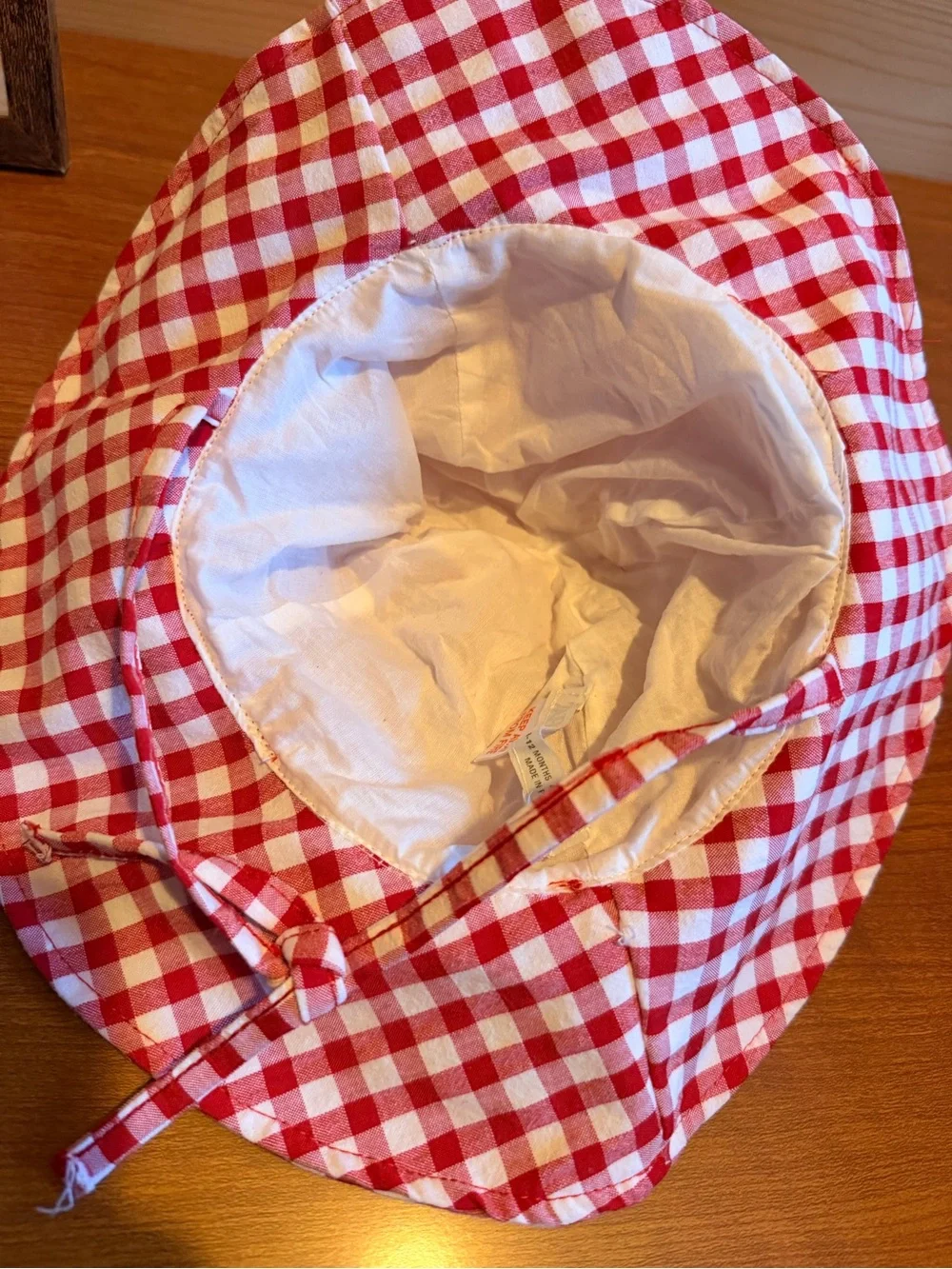 Baby Zara Red and White Gingham Sun Hat 6-12mo